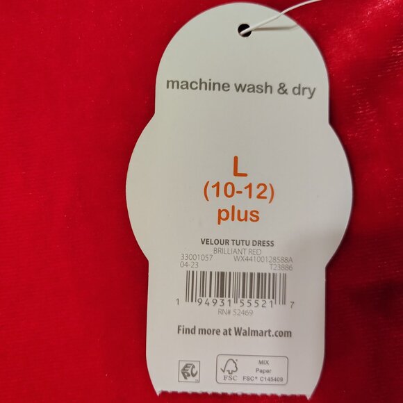 Wonder Nation Velour and Tulle dress in brilliant red (Large plus 10-12 size) - Picture 4 of 9